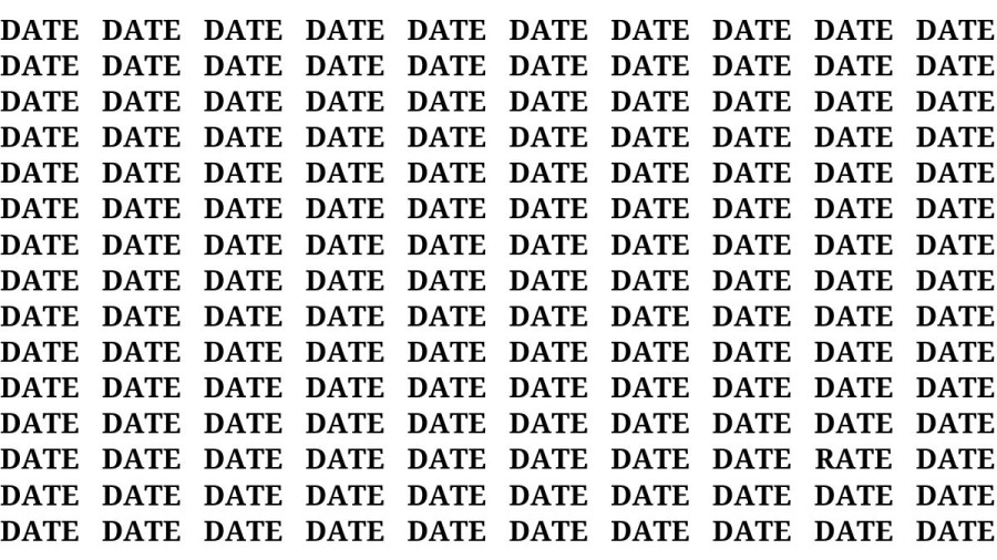 Brain Test: If you have Hawk Eyes Find the word Rate among Date in 18 Secs