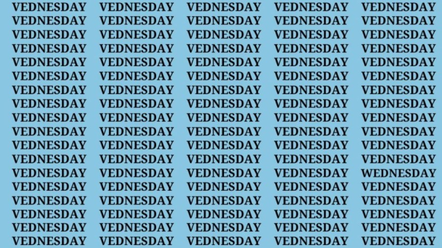 Brain Teaser: If you have Hawk Eyes Find the word Wednesday In 15 Secs