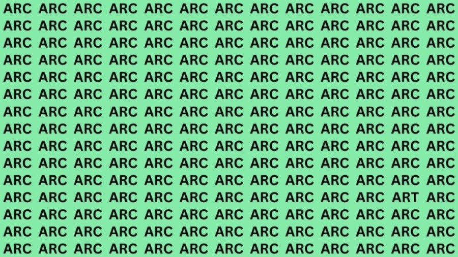 Brain Teaser: If you have Eagle Eyes Find the Word Art among Arc in 13 secs