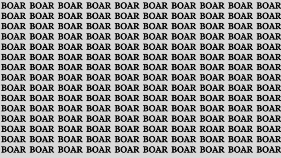 Brain Teaser: If You Have Sharp Eyes Find The Word Roar among Boar in 20 Secs