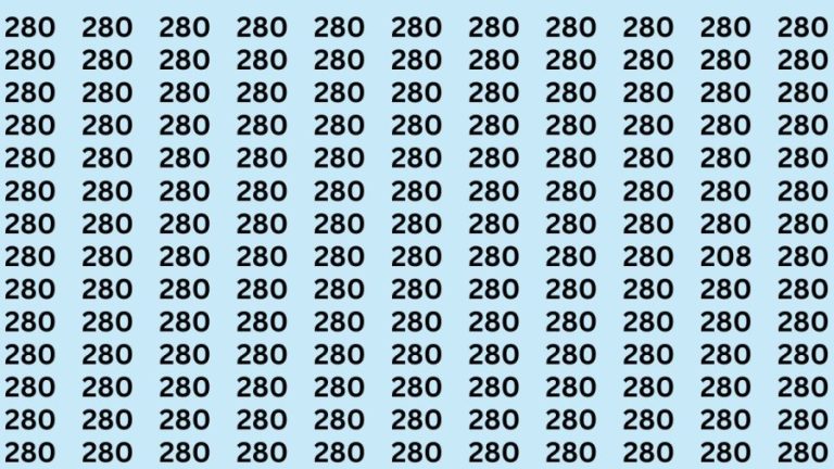 Observation Skills Test : Can you find the Number 208 among 280 in 10 Seconds?