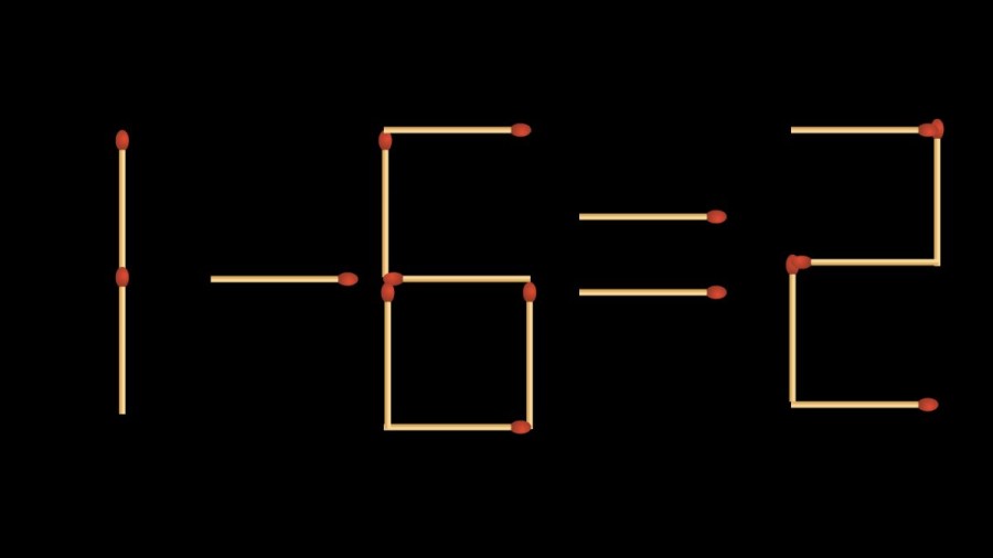 Brain Teaser: 1-6=2 Fix the equation by moving 1 stick