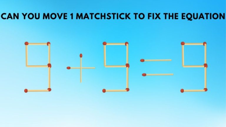 Brain Teaser - Can You Move 1 Matchstick to Fix the Equation