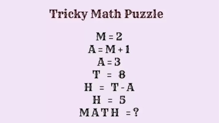 Brain Teaser: Find The Value Of MATH Using The Clues