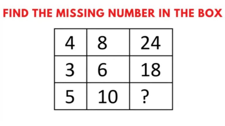 Brain Teaser: Find the missing number in the Box Maths Puzzle