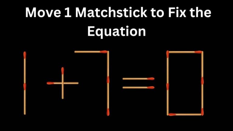 Brain Teaser Math Challenge: Test You IQ 1+7=0 Move 1 Matchstick to Fix the Equation by 15 Secs