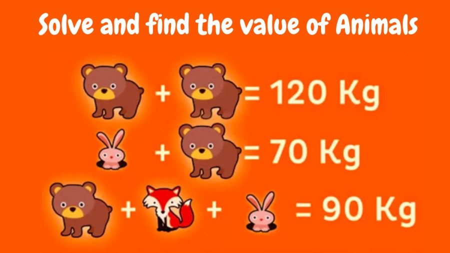 Brain Teaser: Solve and find the value of Animals