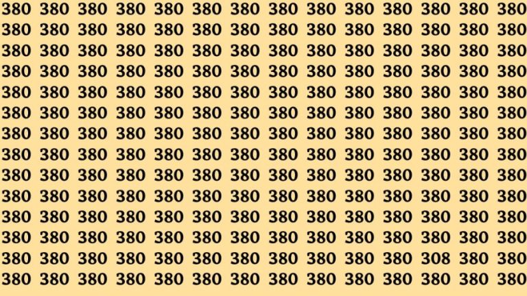 Finding 308 Optical Illusion: Can you find the Number 308 among 380 in 10 Seconds?