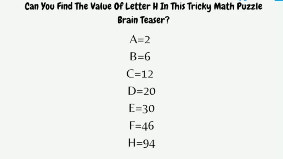 Can You Find The Value Of Letter H In This Tricky Math Puzzle Brain Teaser?