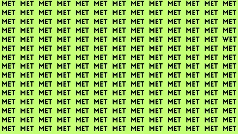 Visual Test: If you have Eagle Eyes find the Word Wet among Met in 10 Secs