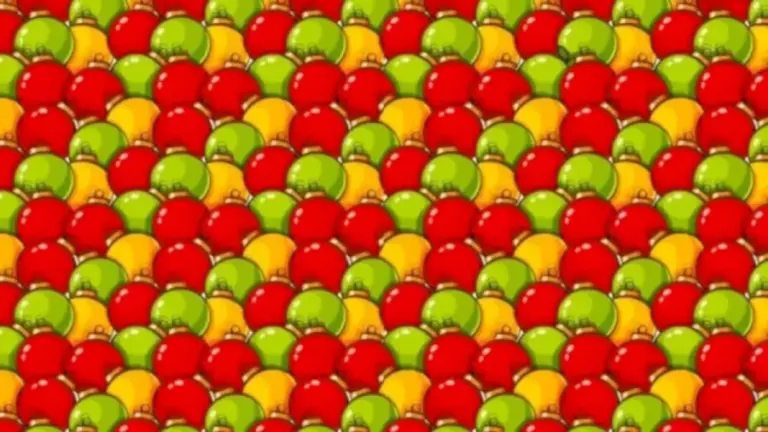 Most Of The People Cannot See The Apple Among These Christmas Spheres. Can You See It In This Optical Illusion?